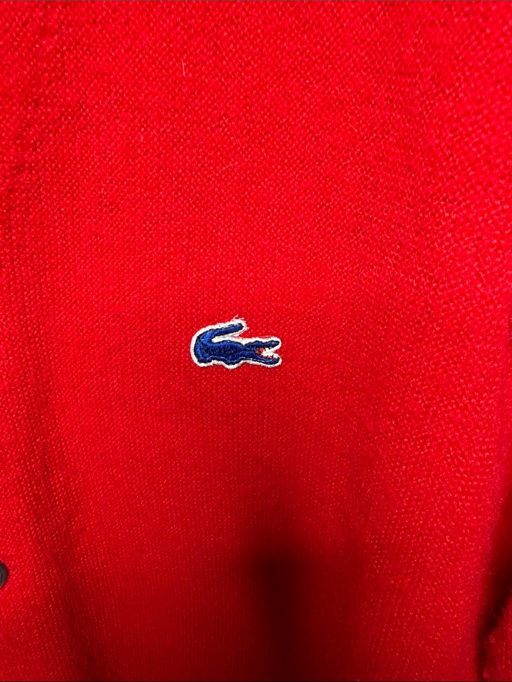 Lacoste Men’s Bright Red V-Neck Button Cardigan - Picture 3 of 4